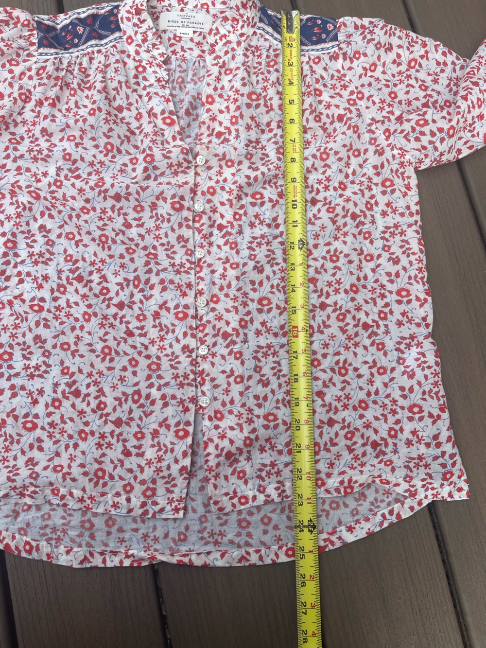Trovata Red Ivy Birds Of Paradis Cotton Small Quincy Cottagecore Bohemian Blouse - Picture 7 of 9